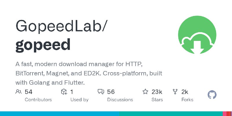 GitHub - GopeedLab/gopeed: A fast, modern download manager for HTTP, BitTorrent, Magnet, and ED2K. Cross-platform, built with Golang…
